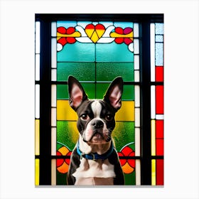 Boston Terrier In Stained Glass Canvas Print
