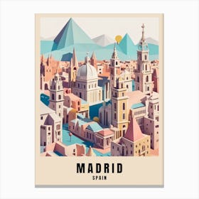 Madrid City Travel Poster Spain Low Poly (18) Canvas Print
