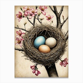 Easter Eggs In A Nest Canvas Print