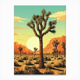  Retro Illustration Of A Joshua Trees In Mojave Desert 6 Canvas Print
