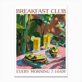 Breakfast Club Avocado Toast And Smoothie 4 Canvas Print