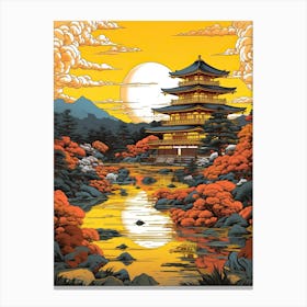 Kinkaku Ji (Golden Pavilion) In Kyoto, Ukiyo E Drawing 2 Canvas Print