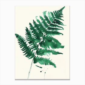 Green Ink Painting Of A Royal Fern 3 Canvas Print