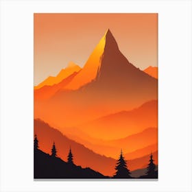 Misty Mountains Vertical Composition In Orange Tone 85 Canvas Print