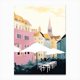 Lund, Sweden, Flat Pastels Tones Illustration 3 Canvas Print