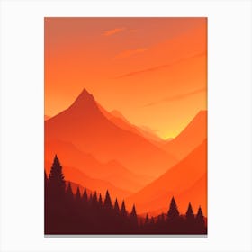 Misty Mountains Vertical Background In Orange Tone 3 Canvas Print