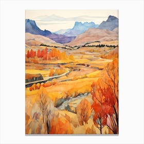 Autumn National Park Painting Torres Del Paine National Park Chile 2 Canvas Print