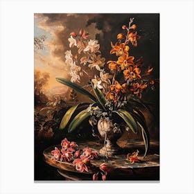 Baroque Floral Still Life Monkey Orchid 2 Canvas Print