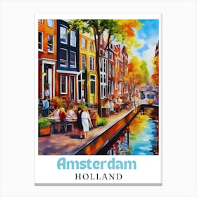 Netherlands Amsterdam, travel poster, wall art print, Amsterdam painting,11 Canvas Print