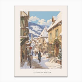 Vintage Winter Poster Transylvania Romania 3 Canvas Print