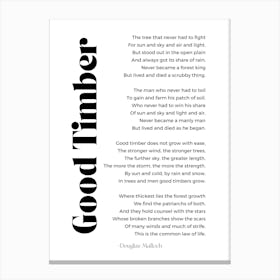 Good Timber Poem By Douglas Malloch Wall Canvas Print