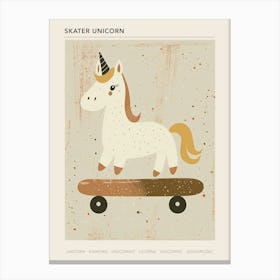 Unicorn On A Skateboard Muted Pastel 1 Poster Canvas Print