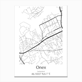 Onex,Switzerland Minimalist Map Canvas Print