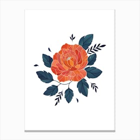 Orange Rose On A White Background Canvas Print