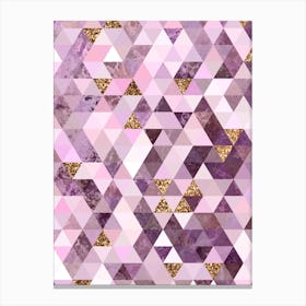 Abstract Triangle Geometric Pattern in Pink and Glitter Gold n.0011 Canvas Print