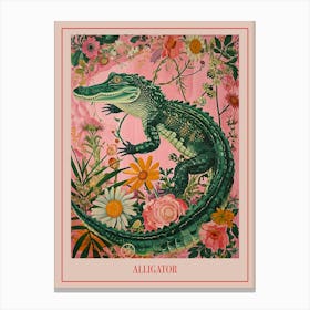 Floral Animal Painting Alligator 2 Poster Canvas Print