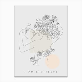 I Am Limitless Monoline Asthetic Mnimalist Drawing Canvas Print