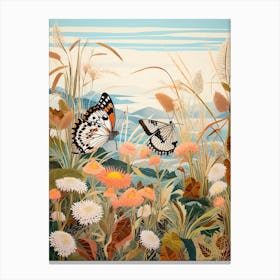 Butterflies In The Wild Japanese Style Painting Canvas Print