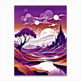 Purple Landscape With A Tree Canvas Print