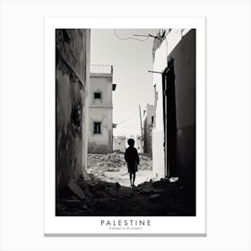 Poster Of Palestine, Black And White Analogue Photograph 4 Canvas Print