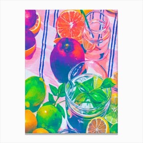 Lemon Risograph Retro Poster Fruit Canvas Print