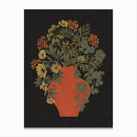 Orange Vase with wildflowers Canvas Print