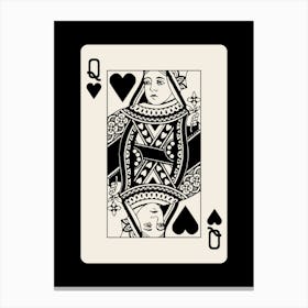 Queen Of Hearts in Black, College Art, Trendy Card Art, Preppy, y2k Canvas Print