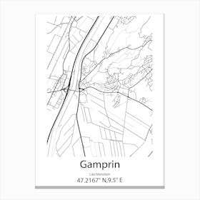 Gamprin,Liechtenstein Minimalist Map Canvas Print