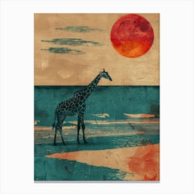 Giraffe At Sunset 2 Canvas Print