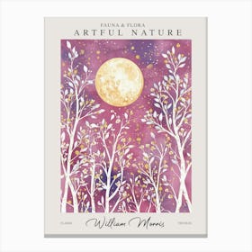 William Morris Full Moon Stars Botanical Pink Exhibition Canvas Print