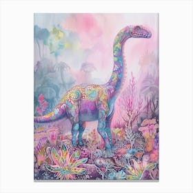 Rainbow Watercolour Dryosaurus Dinosaur 2 Canvas Print