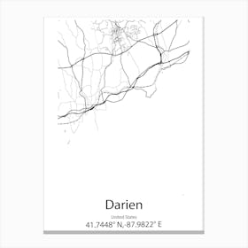 Darien,United States Minimalist Map Canvas Print