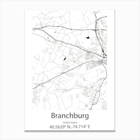 Branchburg,United States Minimalist Map Canvas Print