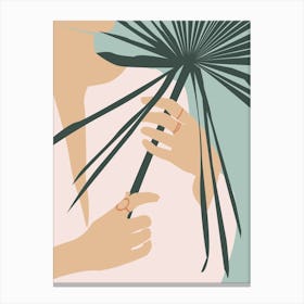 Woman With Palm Canvas Print