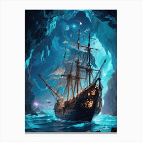 Galleon sailing the waves Canvas Print