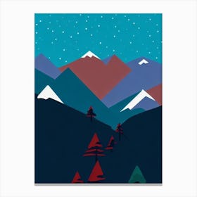 Les Arcs, France Modern Illustration Skiing Poster Canvas Print