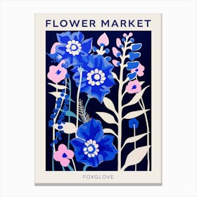 Blue Flower Market Poster Foxglove 1 Canvas Print