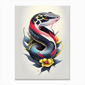 Gray Rat Snake Tattoo Style Canvas Print