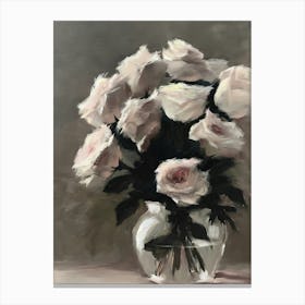 White Roses In A Vase 3 Canvas Print