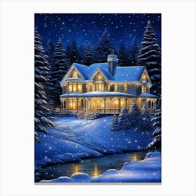 Winter Wonderland Illuminated By The Enchanting Glow Of Decorative Christmas Lights Woven Throughou Canvas Print