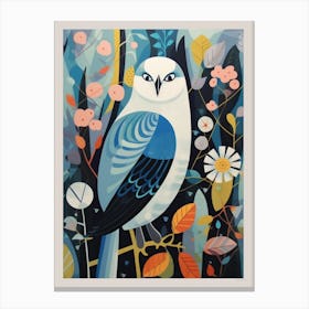 Colourful Scandi Bird Snowy Owl 3 Canvas Print