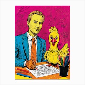 Man And A Chicken Canvas Print Canvas Print