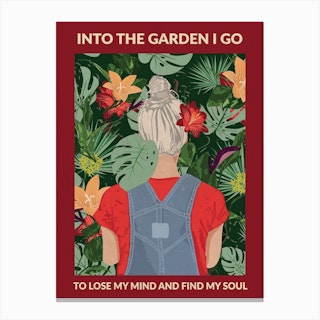 Into The Garden (Grey & Burgundy) Canvas Print