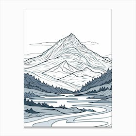 Mount Ossa Australia Color Line Drawing (4) Canvas Print