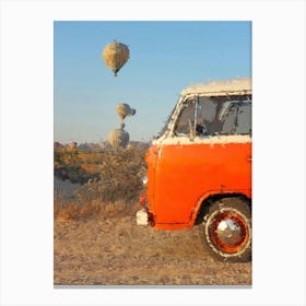 Air Balloons And A Van, Car, Oil Painting Canvas Print