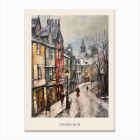 Vintage Winter Painting Poster Edinburgh Scotland 1 Canvas Print