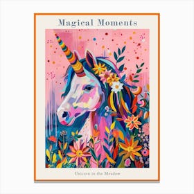 Floral Unicorn In The Meadow Floral Fauvism Inspired 1 Poster Canvas Print