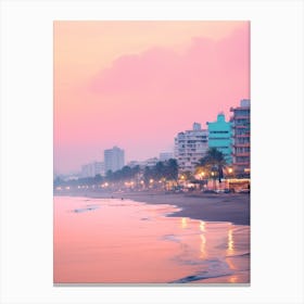 Juhu Beach Mumbai India Turquoise And Pink Tones 1 Canvas Print