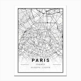 Paris France Map Prints Canvas Print