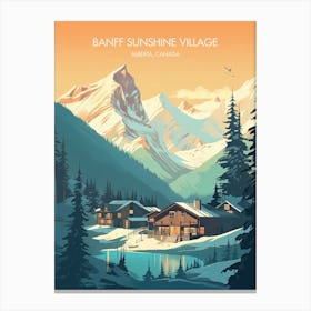 Poster Of Banff Sunshine Village   Alberta, Canada   Colorado, Usa, Ski Resort Illustration 3 Canvas Print